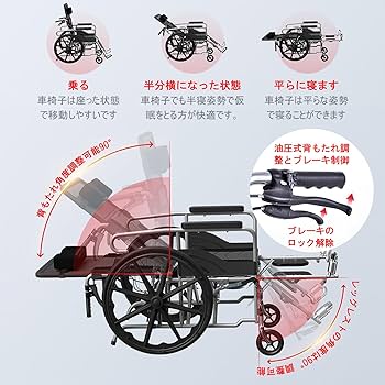 Amazon | UDKAEYT 車椅子 リクライニング 折りたたみ 軽量